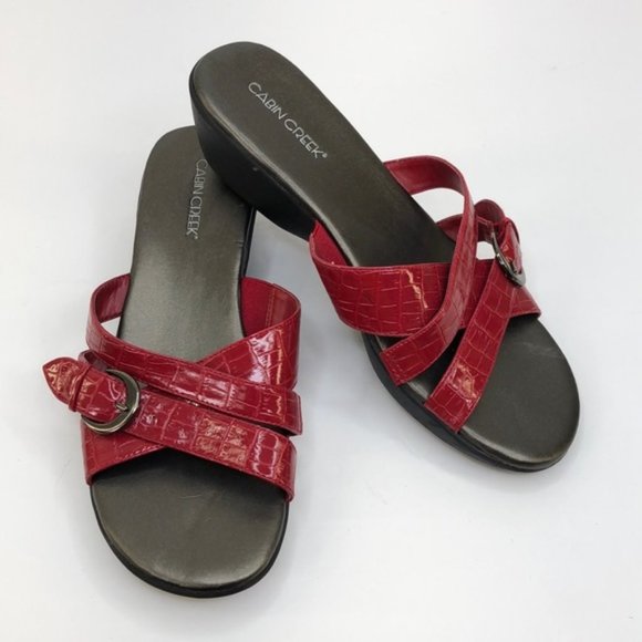 Cabin Creek Shoes - Cabin Creek Red Strappy Slip-On Sandals